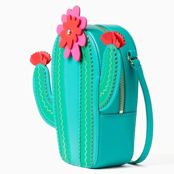Like New Rare Kate Spade Novelty Flowering Cacti Leather Cactus Crossbody - Picture 4 of 14